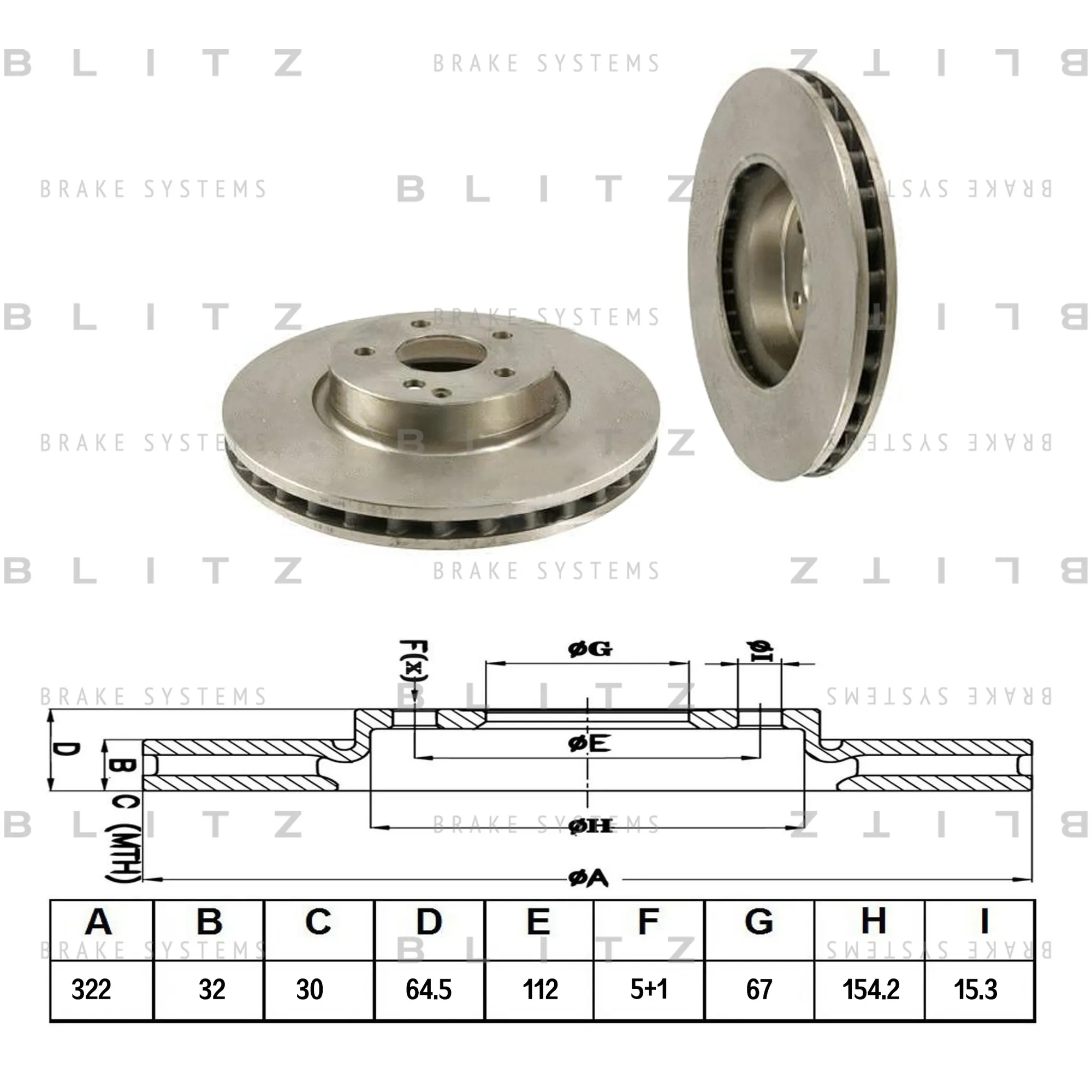 Диск тормозной передний вентилируемый MERCEDES W204/W212 07-> BLITZ BS0268