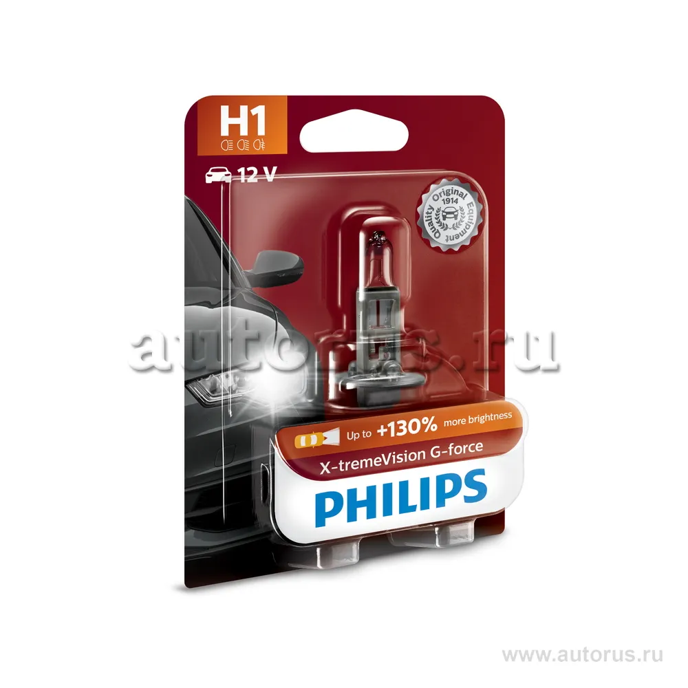Лампа 12V H1 55W P14,5s PHILIPS X-treme Vision G-force 1 шт. блистер 12258XVGB1