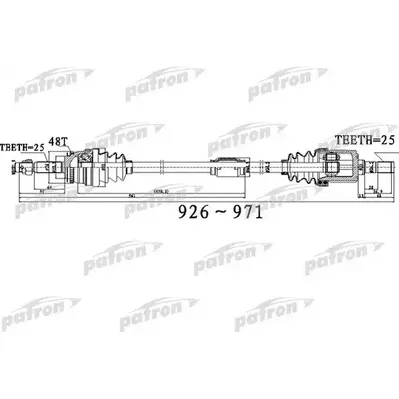 Полуось передний мост справа 25X926X52,5X25 ABS:48T KIA RI PATRON PDS0520