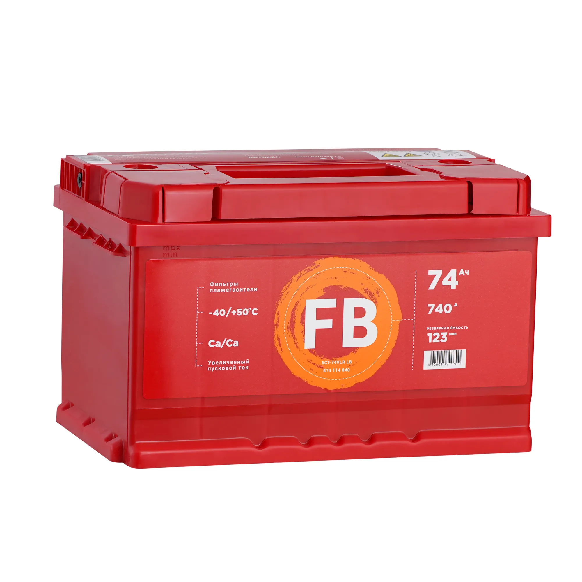 Аккумулятор FB Standart 74 А/ч обратный R+ 277x175x175 LB3 EN 740 А