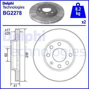 Диск тормозной передний DELPHI BG2278