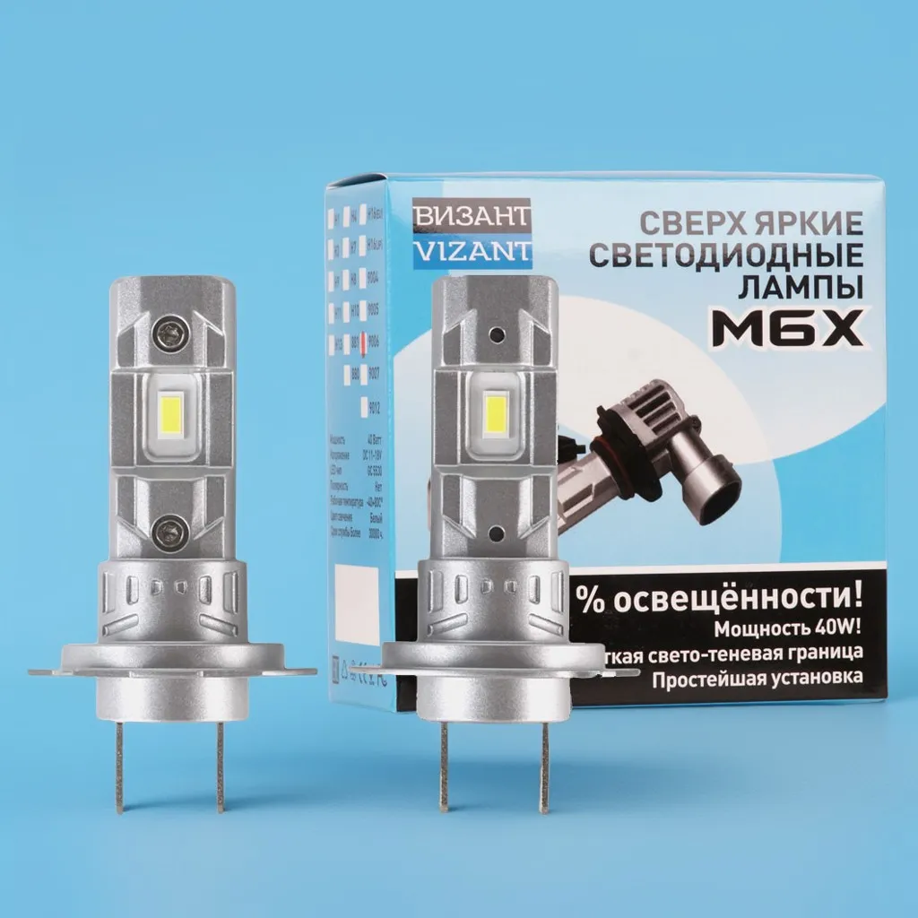 Автомобильная светодиодная лампа VIZANT H7 9-32V 40W 5000lm 5000К (комплект 2 шт) M6XH7