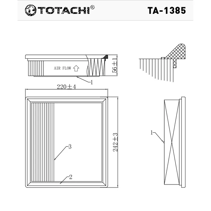 Фильтр воздушный TOTACHI TA-1385 A-1033 17801-31130 TOTACHI TA-1385