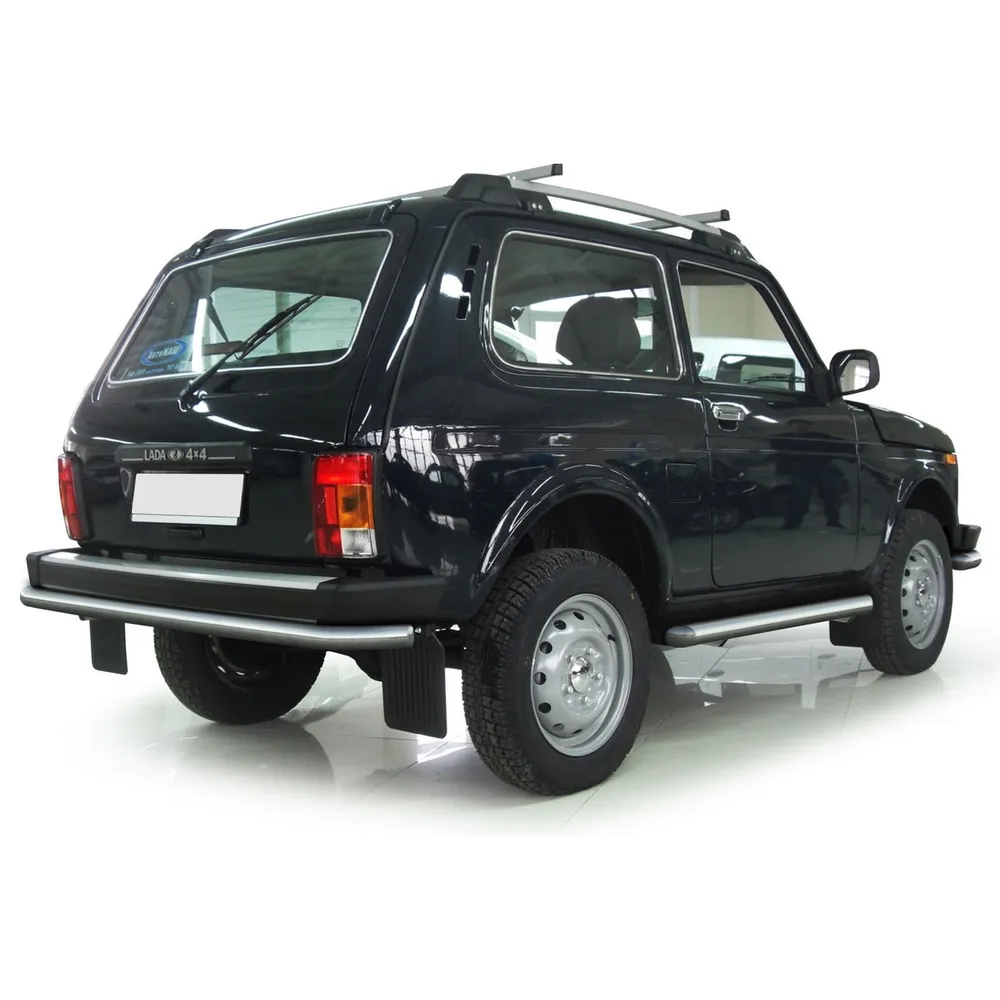 Защита заднего бампера d57 Rival для Lada 4х4 2121 I внедорожник 3-дв. 1995-н.в., нерж. сталь, R.6002.005