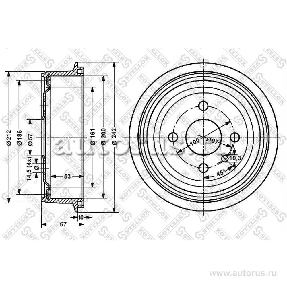 Барабан тормозной Opel Astra 1.2-1.7D 91> STELLOX 6025-9905-SX