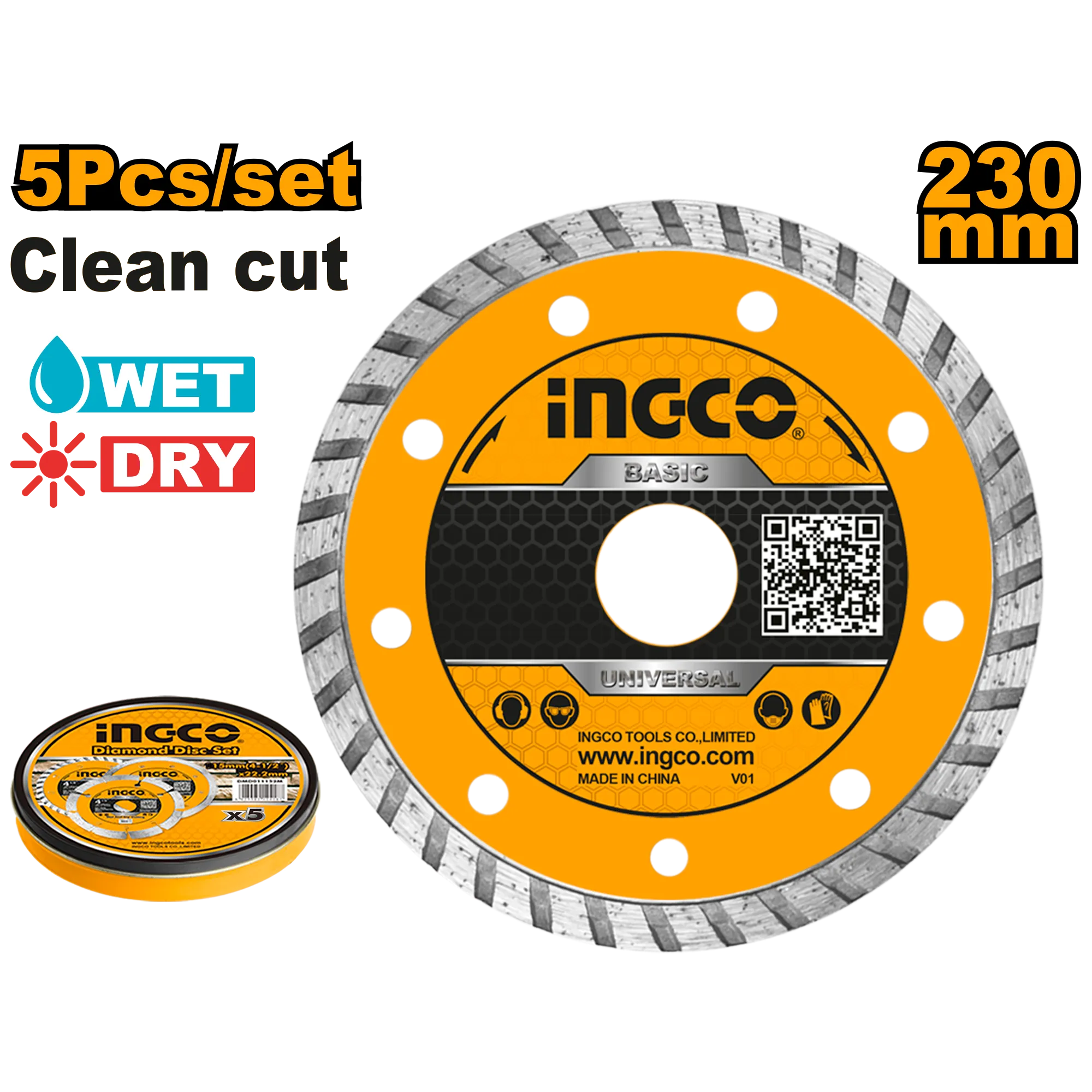 Диск алмазный TURBO 230 мм INGCO DMD032302M