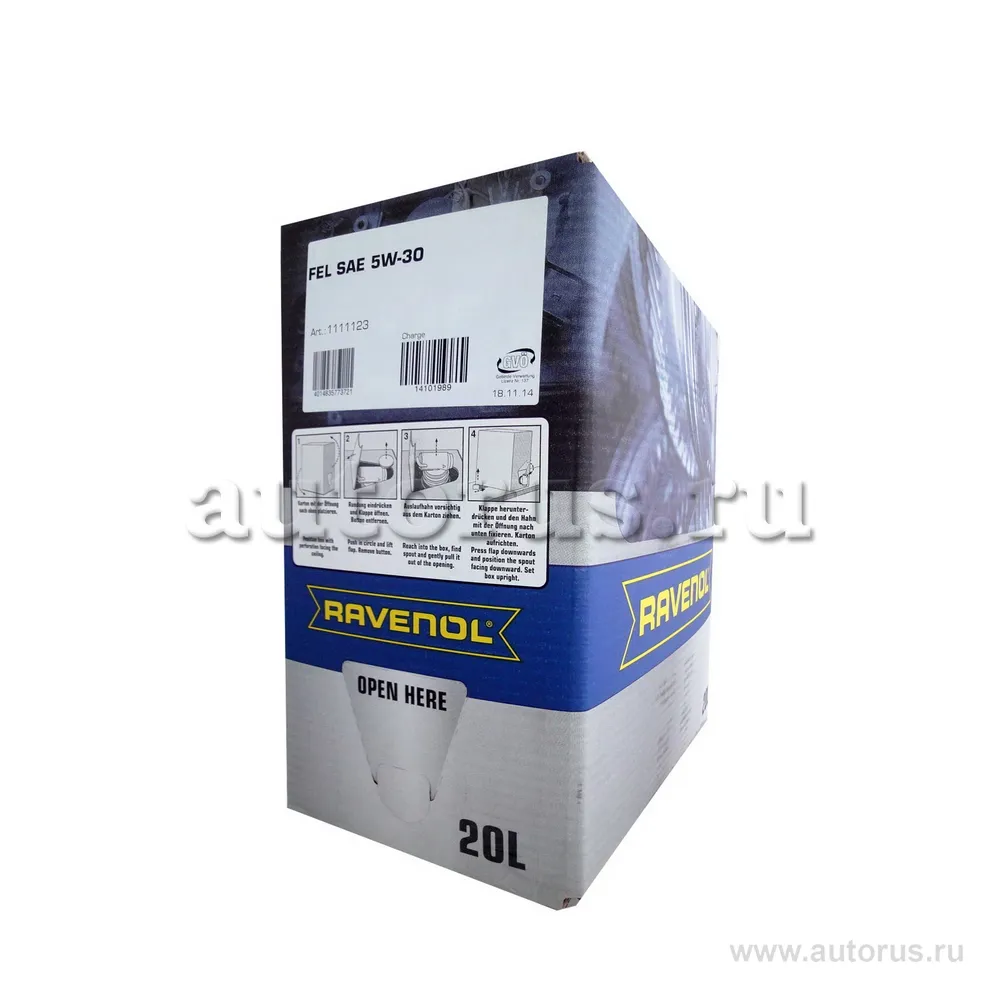 Моторное масло RAVENOL FEL SAE 5W-30 (20л) ecobox 1111123-B20 (4014835773721)