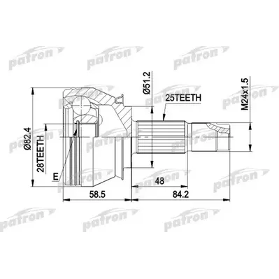 ШРУС наружн к-кт 25x51x28 Lancia: Ypsilon 1.3D MJ 03> PATRON PCV1244