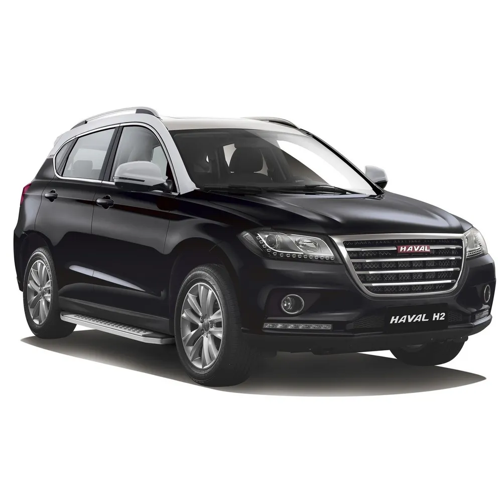 Порог алюминиевый Bmw-Style овалы Haval H2 Серебристый, черный Rival B173AL.9401.1
