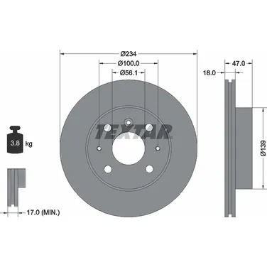 Диск тормозной передний стандартный DAIHATSU TEXTAR 92076900