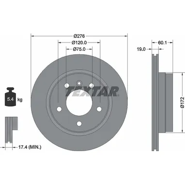 Диск тормозной задний с покрытием PRO BMW/BMW (BRILLIANCE) TEXTAR 92072403