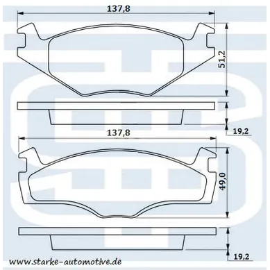Колодки тормозные перед. VW GOLF II-III / JETTA II для не вентил.торм.диска 19,7mm STARKE 173-616