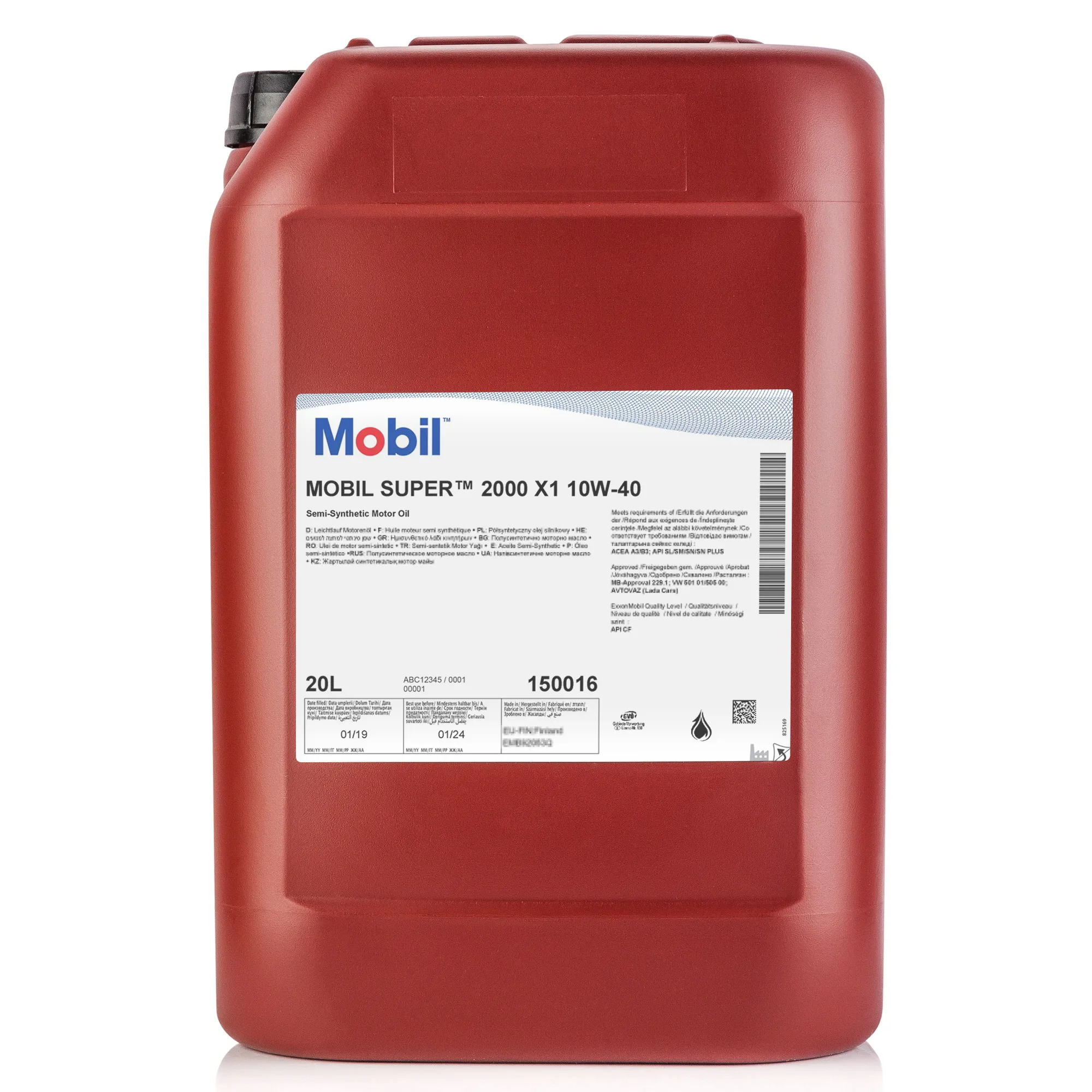 Масло моторное MOBIL Super 2000 X1 10W-40 полусинтетическое 20 л 150016