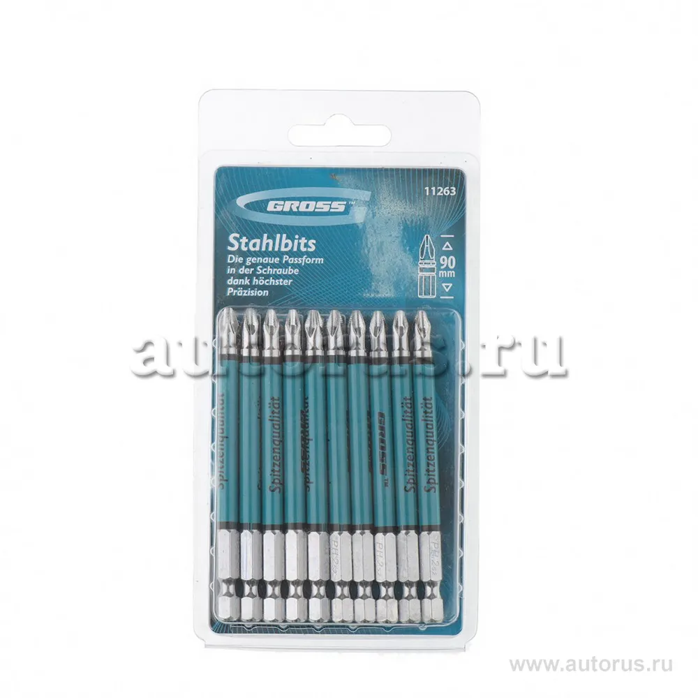 Набор бит Ph2 x90, сталь S2, 10шт GROSS 11263