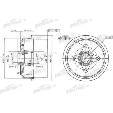 Барабан тормозной задн FORD: ESCORT III 80-86, ESCORT III кабрио 83- PATRON PDR1054