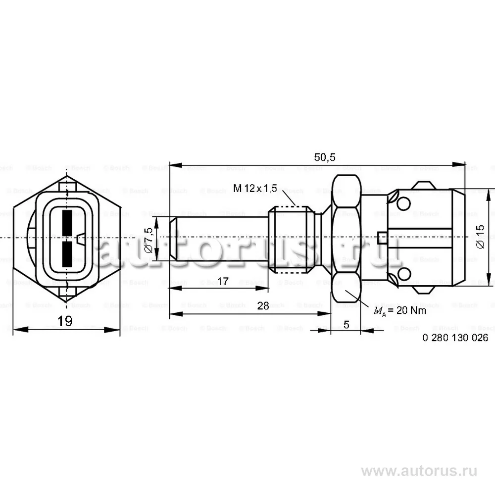 Датчик температуры охл.жидк. OPEL VECTRA, BMW E30 E34 E36 1.6-3.5 89 BOSCH 0280130026