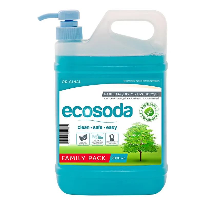 Средство для мытья посуды EcoSoda Original бальзам быстросмыв дозатор, 2л 1525853
