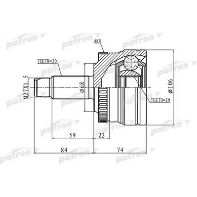 ШРУС наружный с кольцом ABS задний 30x68x29 ABS:48T LAN PATRON PCV1100
