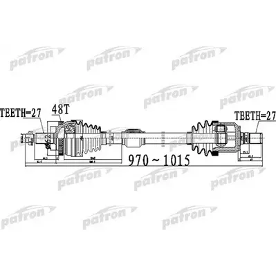 Полуось передний мост справа 27X970X62X27 ABS:48T HYUNDAI PATRON PDS0506