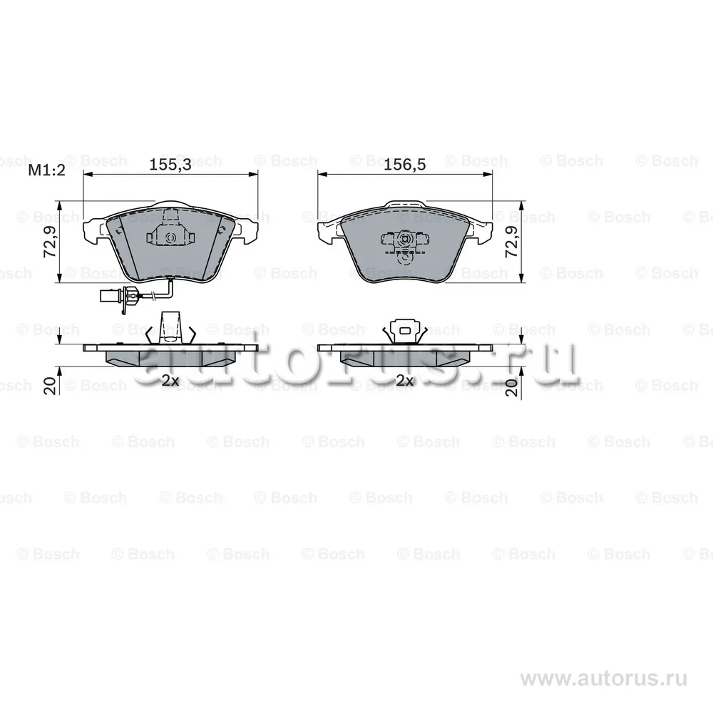 Колодки AUDI A4,A6,A8 WVA23763 с датчиком износа BOSCH 0986494104