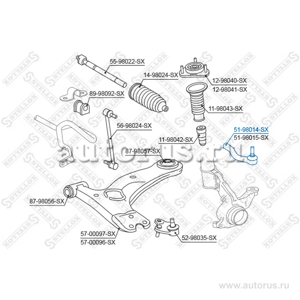 Наконечник рулевой правый Toyota Coroll STELLOX 5198014_SX