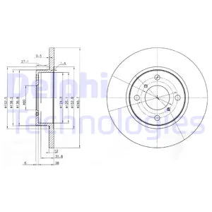 Диск тормозной передний OPEL AGILA/SUZUKU SPLASH 00-> DELPHI BG3769