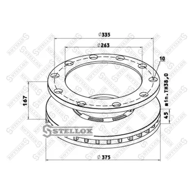 Диск тормозной 375X167X45X263 N10 RVI M 375X167X45X263 STELLOX 8500783_SX