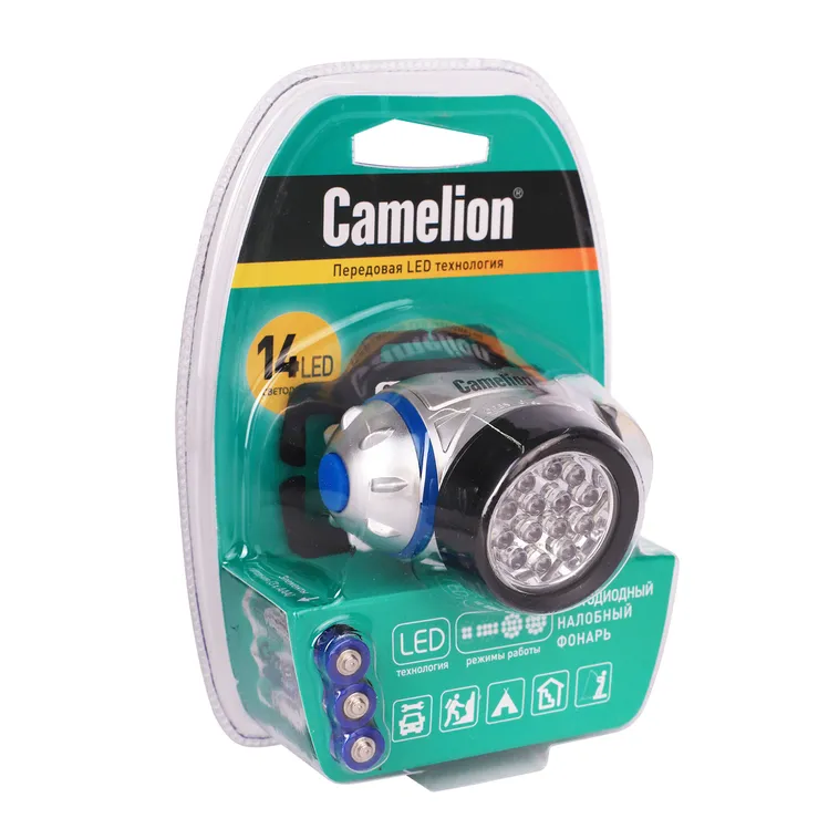 Фонарь налобный светодиодный 14LED 4 режима 3xR03 блистер HEADLITE LED531214F4 Camelion 7536