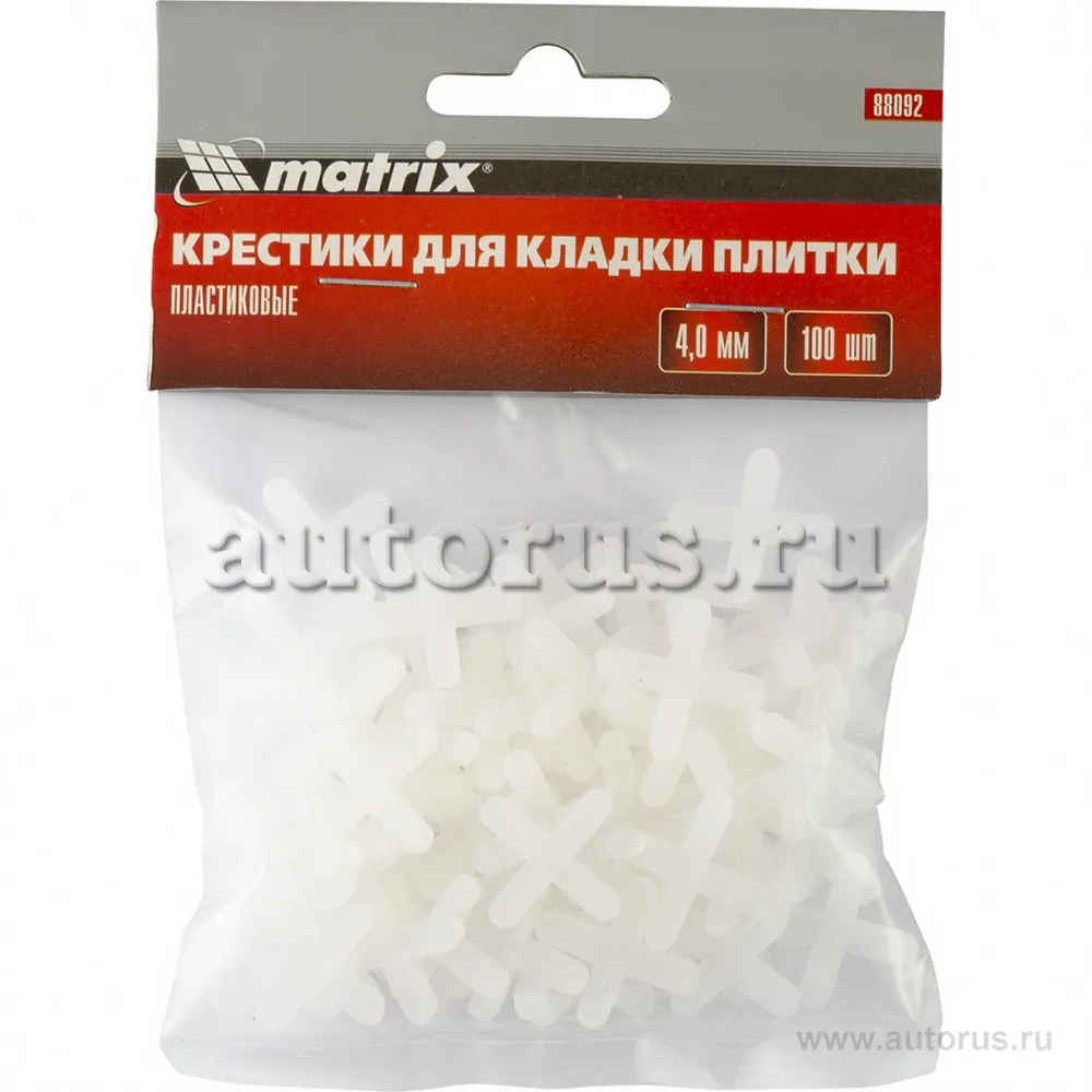Крестики, 4 мм, для кладки плитки, упаковка 100 шт MATRIX 88092 MATRIX 88092