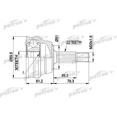 ШРУС наружн к-кт 22x51x30 AUDI: 80 81-86, 90 84-87, COU PATRON PCV1050