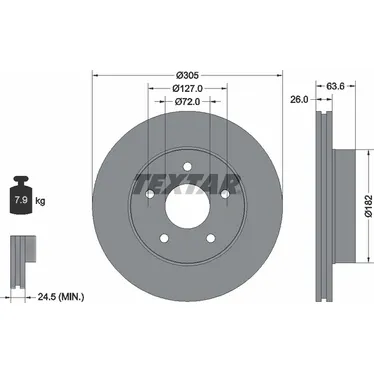 Диск тормозной передний стандартный JEEP/JEEP (BJC) TEXTAR 92113600