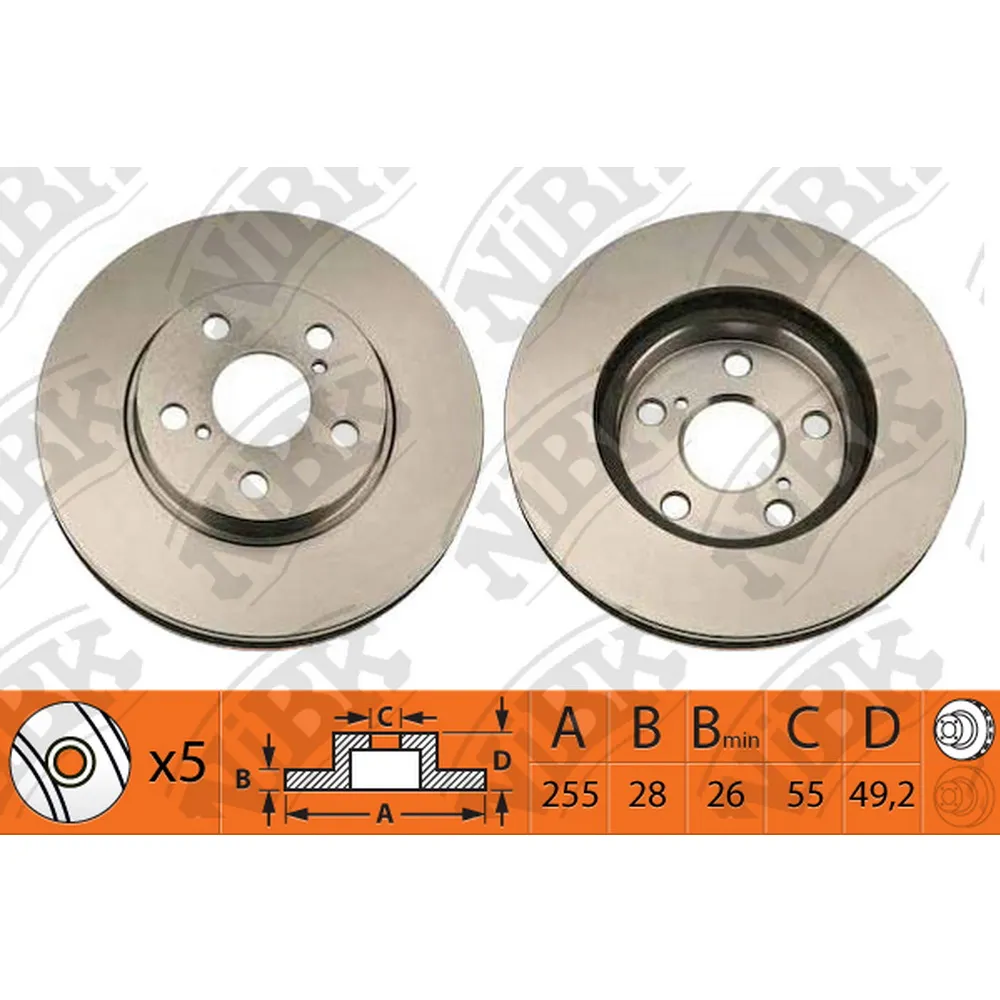 Диск тормозной передний TOYOTA CARINA E ALL 01.1996->97 /D=255X28MM NIBK RN1069