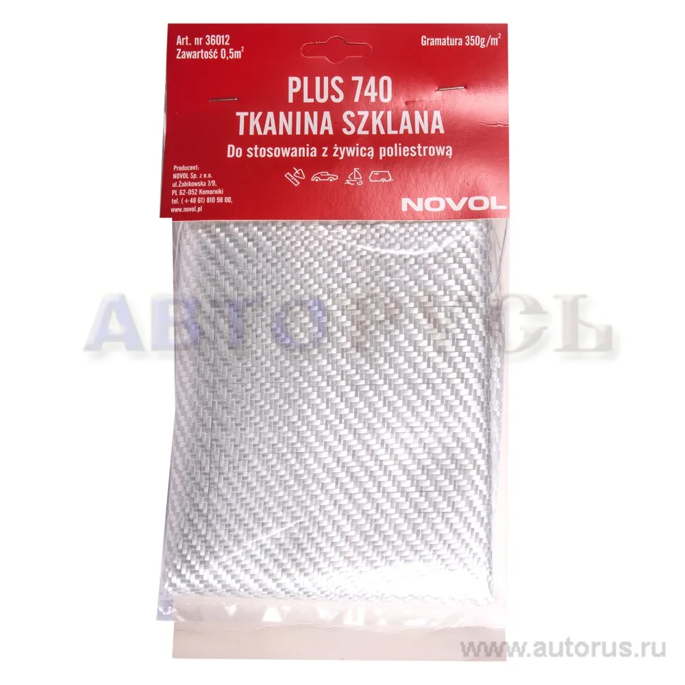 Стеклоткань 350 гр/кв.м. 0,5 кв.м. PLUS 740 Novol 36012