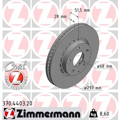 Диск тормозной передний с покрытием MAZDA CX-5 11-> ZIMMERMANN 370.4403.20