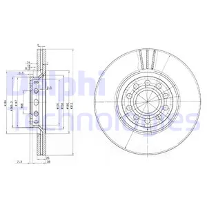Диск тормозной передний AUDI A4, VW PASSAT 1.6-2.5TDI 00 DELPHI BG3657