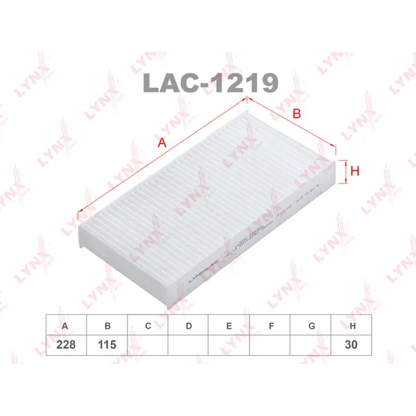 Фильтр салонный LYNXauto LAC-1219