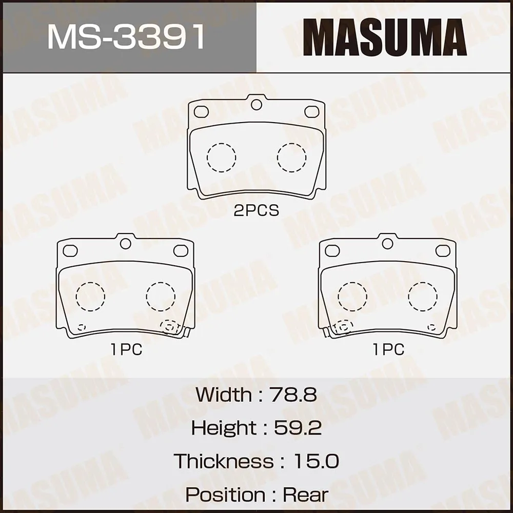 Колодки задние MITSUBISHI CHALLENGER MASUMA MS-3391