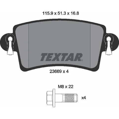 Колодки тормозные задние NISSAN OPEL RENAULT VAUXHALL TEXTAR 2366901