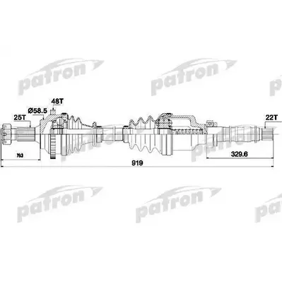 Полуось прав [Right] PEUGEOT: 206 CC 1.6 16V 00-, 206 SW 1 PATRON PDS1562