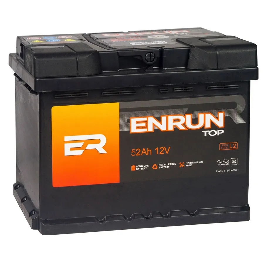 Аккумулятор ENRUN Top 52 А/ч обратный R+ 207x175x175 L2 EN 480 А