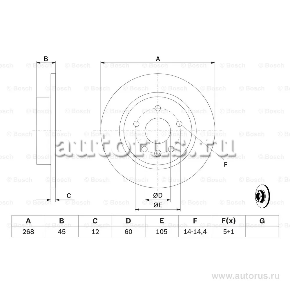 Диск тормозной задний BOSCH 0 986 479 645