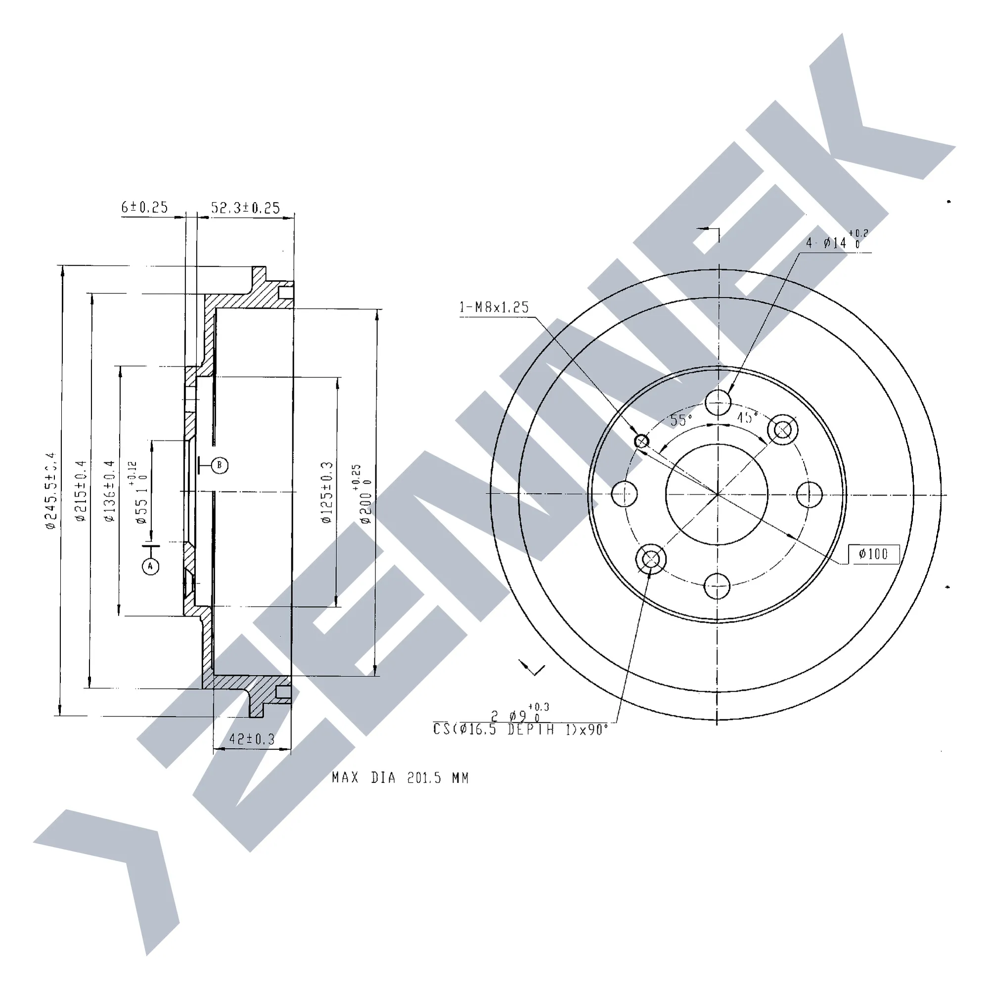 Барабан тормозной MAZDA 323 98-04, DEMIO 96-03 ZENNEK DDR0016