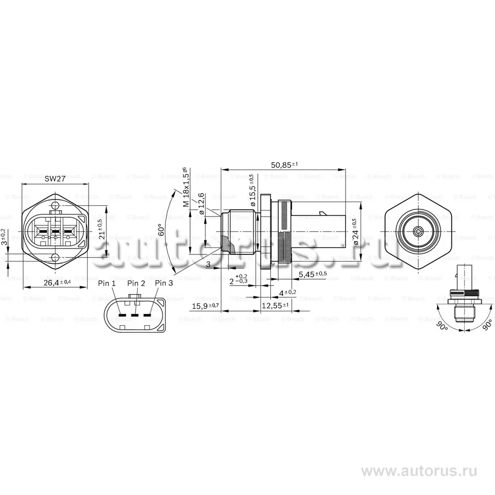 Датчик давления топлива BOSCH 0 281 002 842