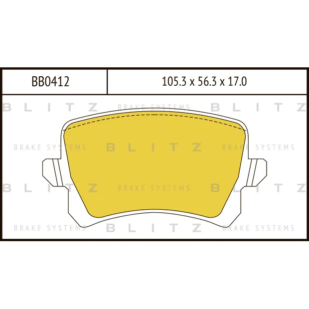 Колодки тормозные дисковые задние VW Passat/Tiguan 05->/HAVAL F7 BLITZ BB0412