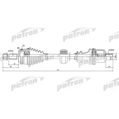 Полуось правая 27x772x65x23 ABS: 44T RENAULT: ESPACE III 9 PATRON PDS0118