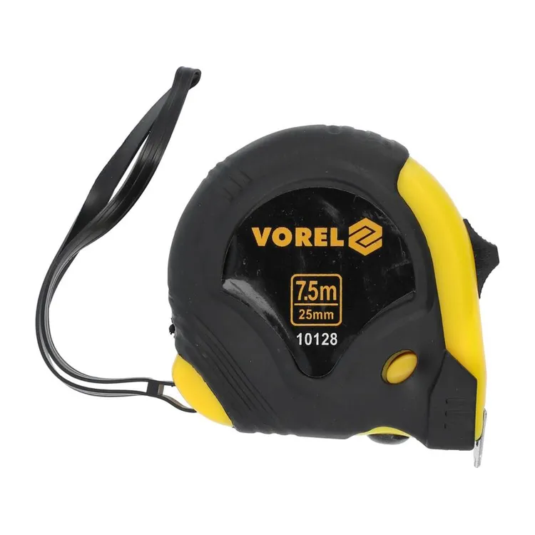Рулетка 7,5 м x25 мм с боковым фиксатором VOREL 10128