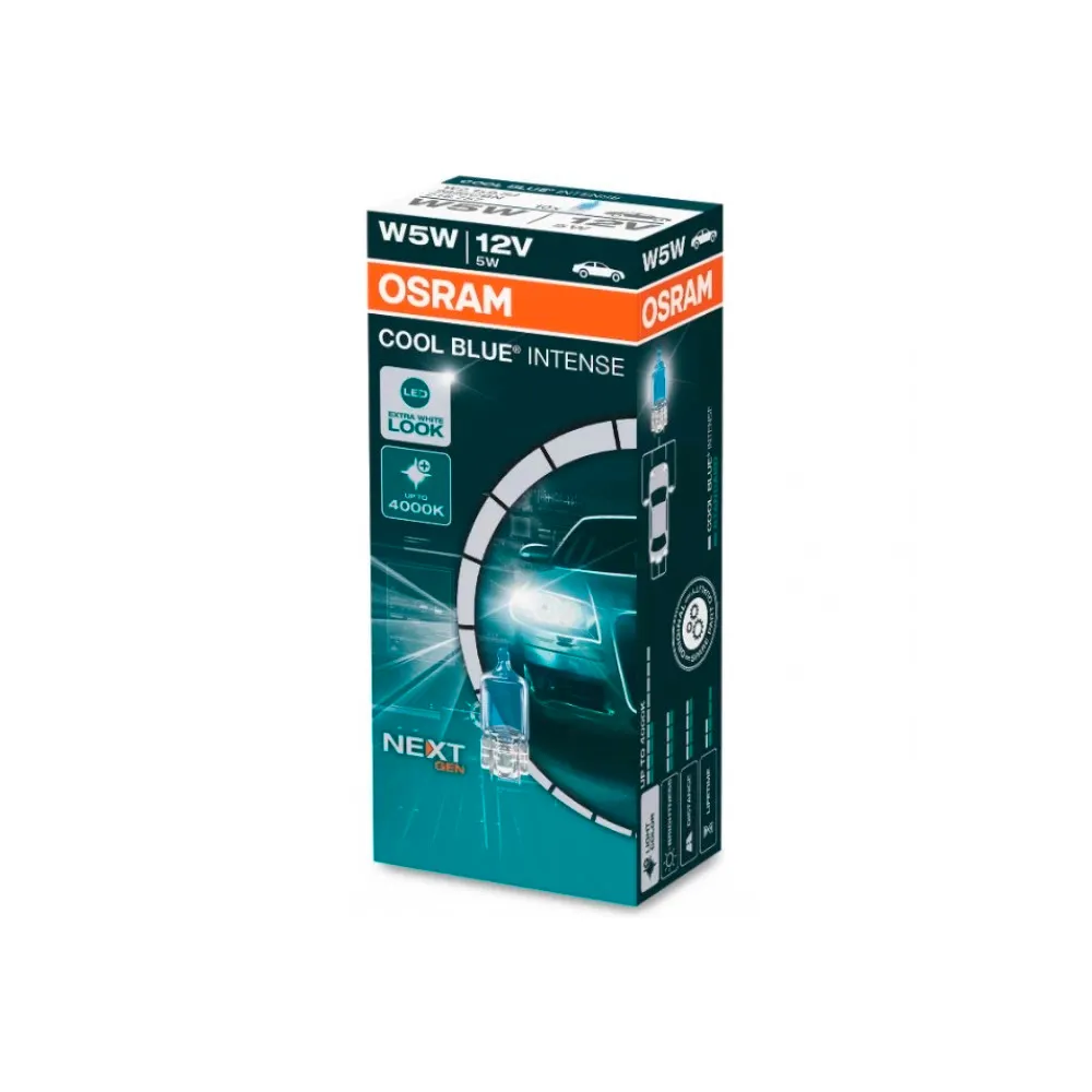 Автомобильная галогенная лампа OSRAM W5W 12V 5W W2,1x9,5d 4000К COOL BLUE INTENSE 1 шт 2825CBN