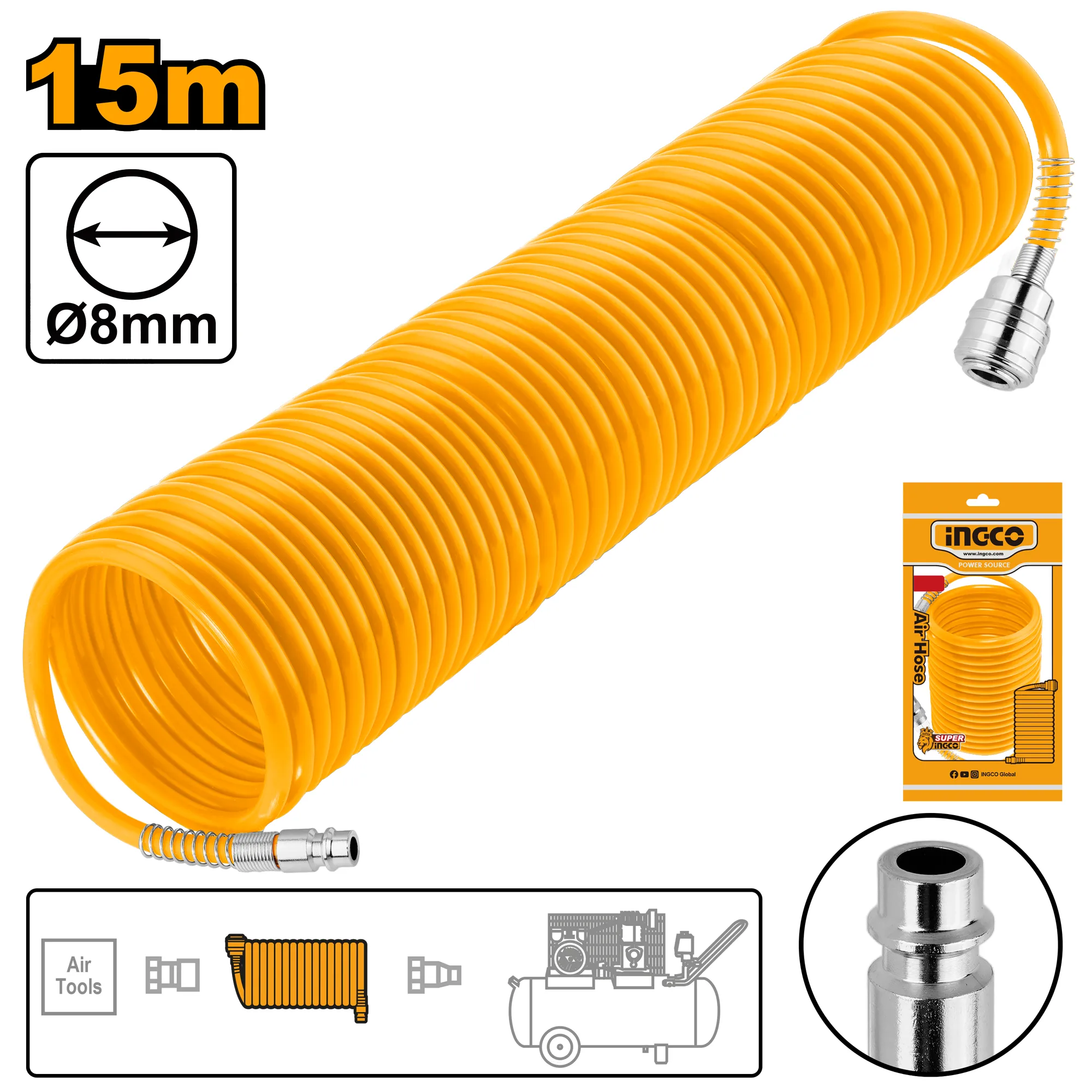 Шланг для компрессора спиральный (5/25) INGCO AH1151