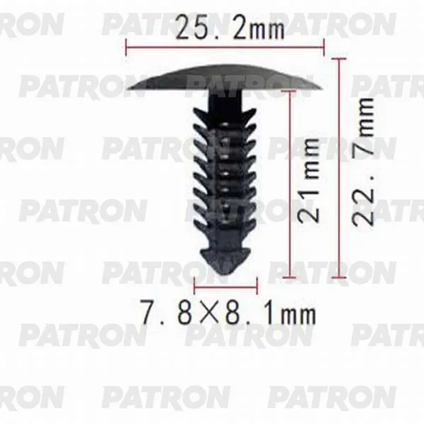 Клипса пластмассовая (комплект 10шт) Chrysler, Ford 8mm применяемость: PATRON P37-0933S
