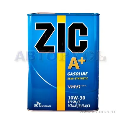 Масло моторное ZIC A Plus SM 10W-30 полусинтетическое 4 л 163392